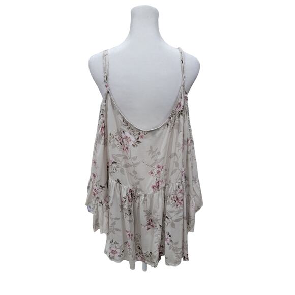 Torrid 5X‎ Ivory Floral Cold Shoulder Babydoll Top Textured Rayon Plus Size - Picture 9 of 16
